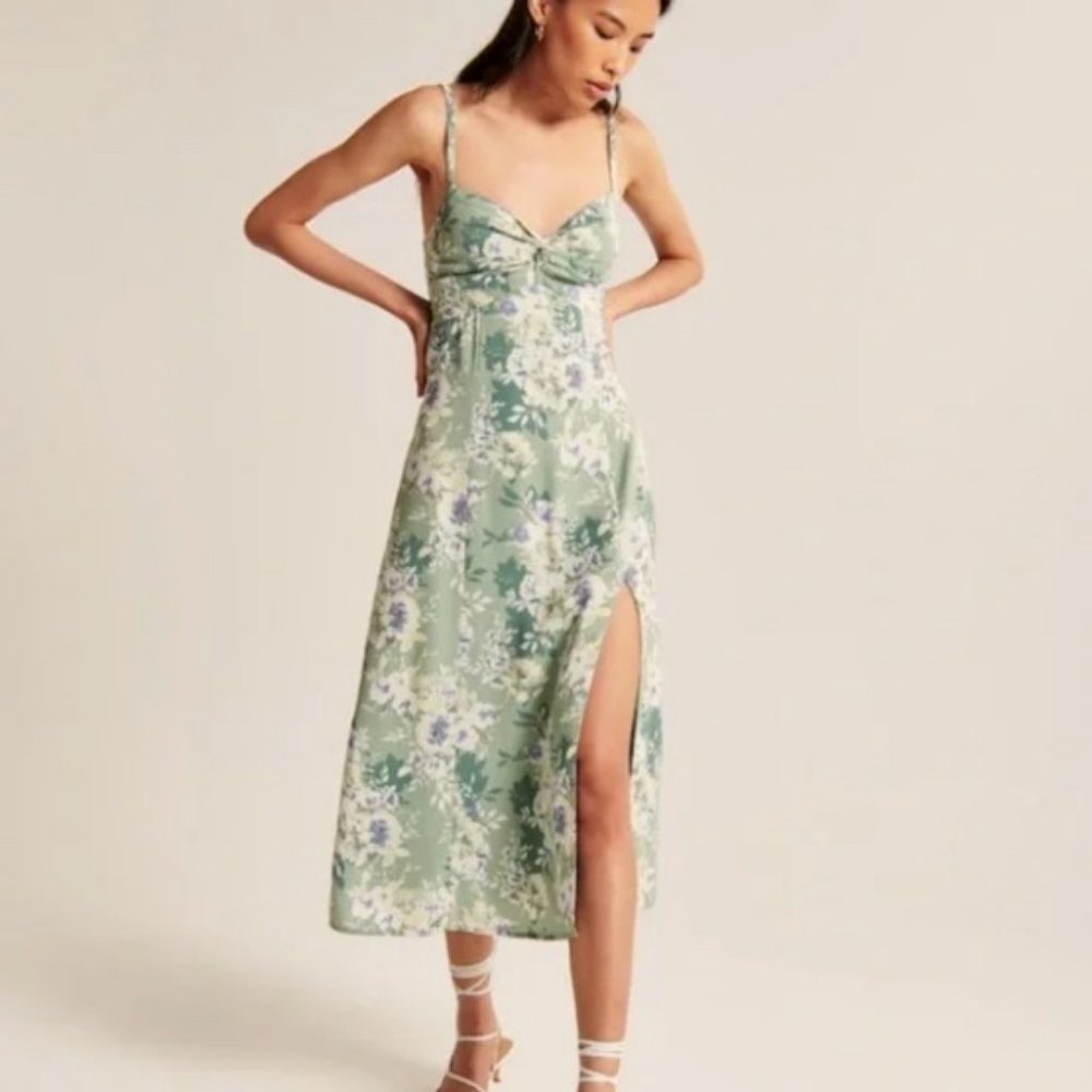 NWOT Abercrombie + Fitch  Floral Twist Front Midi Dress